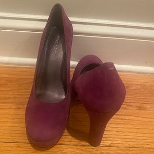 Purple Suede Nine West Platform Pumps